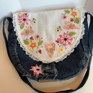 Pembrooke Floral Embroidered Denim Shoulder Bag
